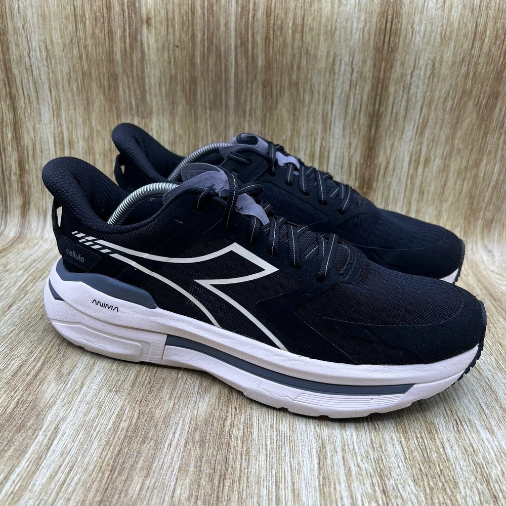 Diadora Cellula Men's‎ Size 11.5 Running Shoes Black White Sneakers Athletic